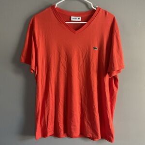 Lacoste Men's Orange V-Neck Tee